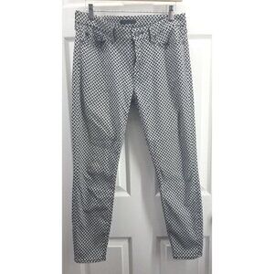 7 For All Mankind Black White Grid Pattern Ankle Skinny Size 30
